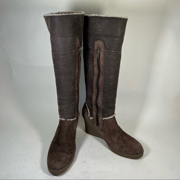 UGG Upper Leather & Genuine Sheep Skin Over The Knee Women Boot - Picture 3 of 12